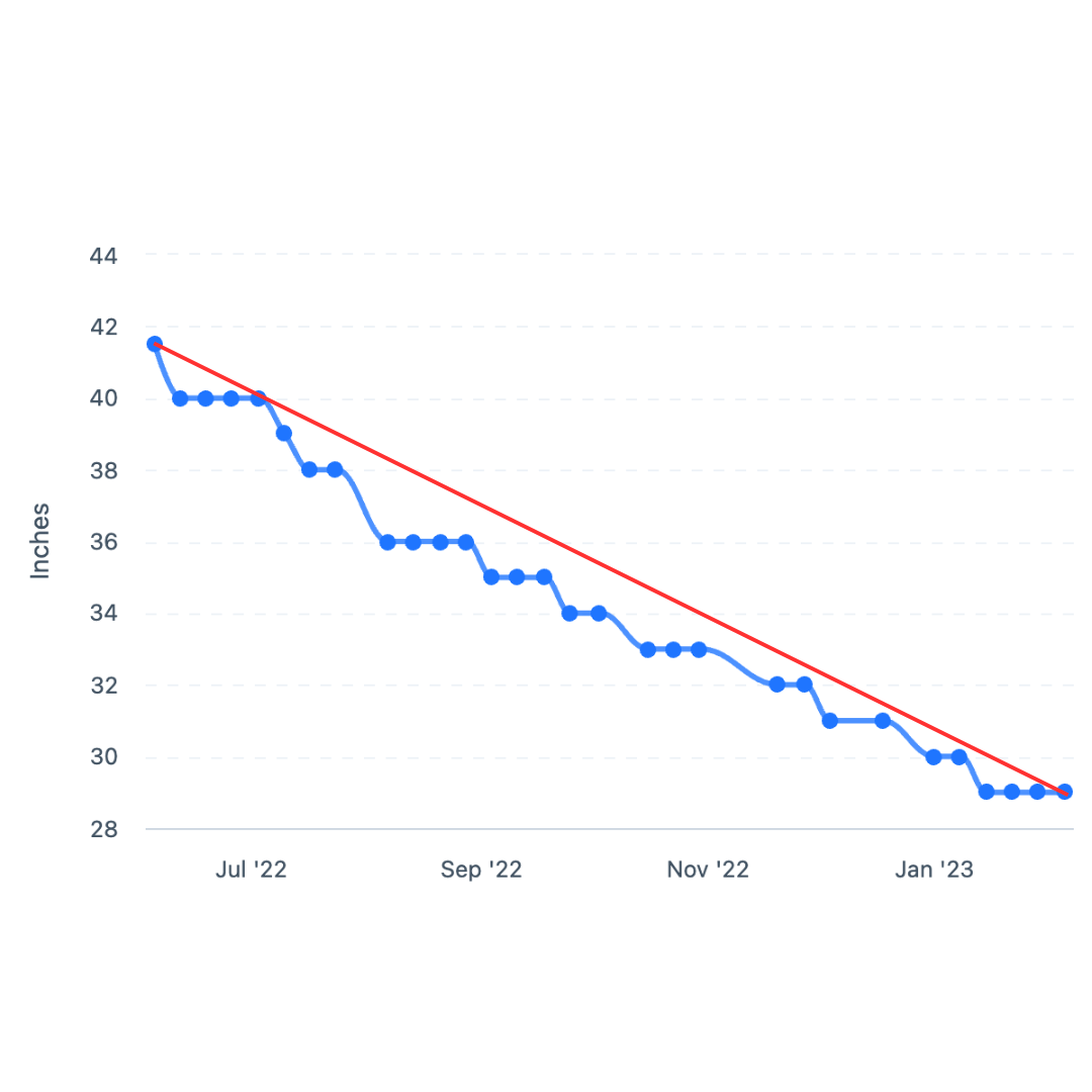 Marci's waist measurement trend chart